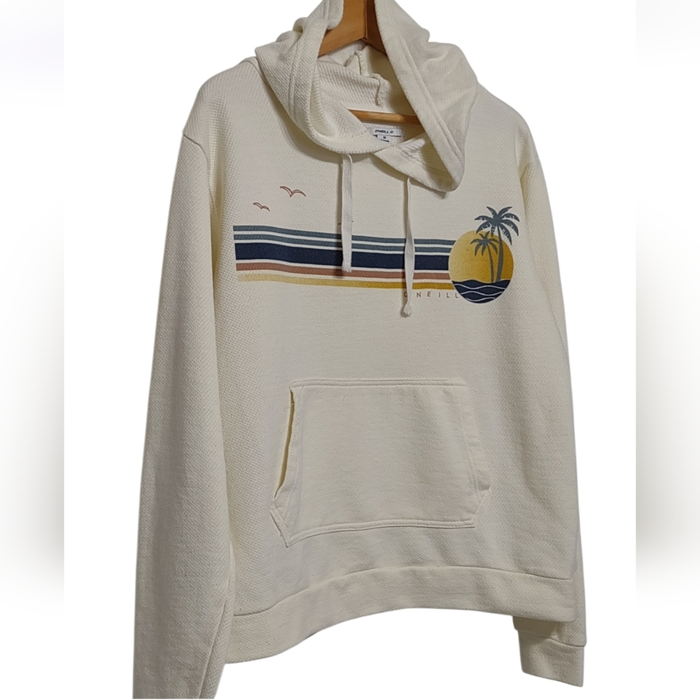 Retro O'neill Hoodie Cotton Blend Pull Over Hoodie Size Medium - Picture 5 of 8